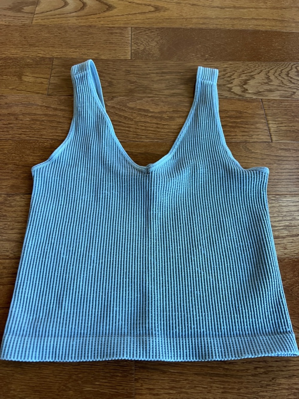 Nikibiki Light Blue Ribbed V-Neck Tank
